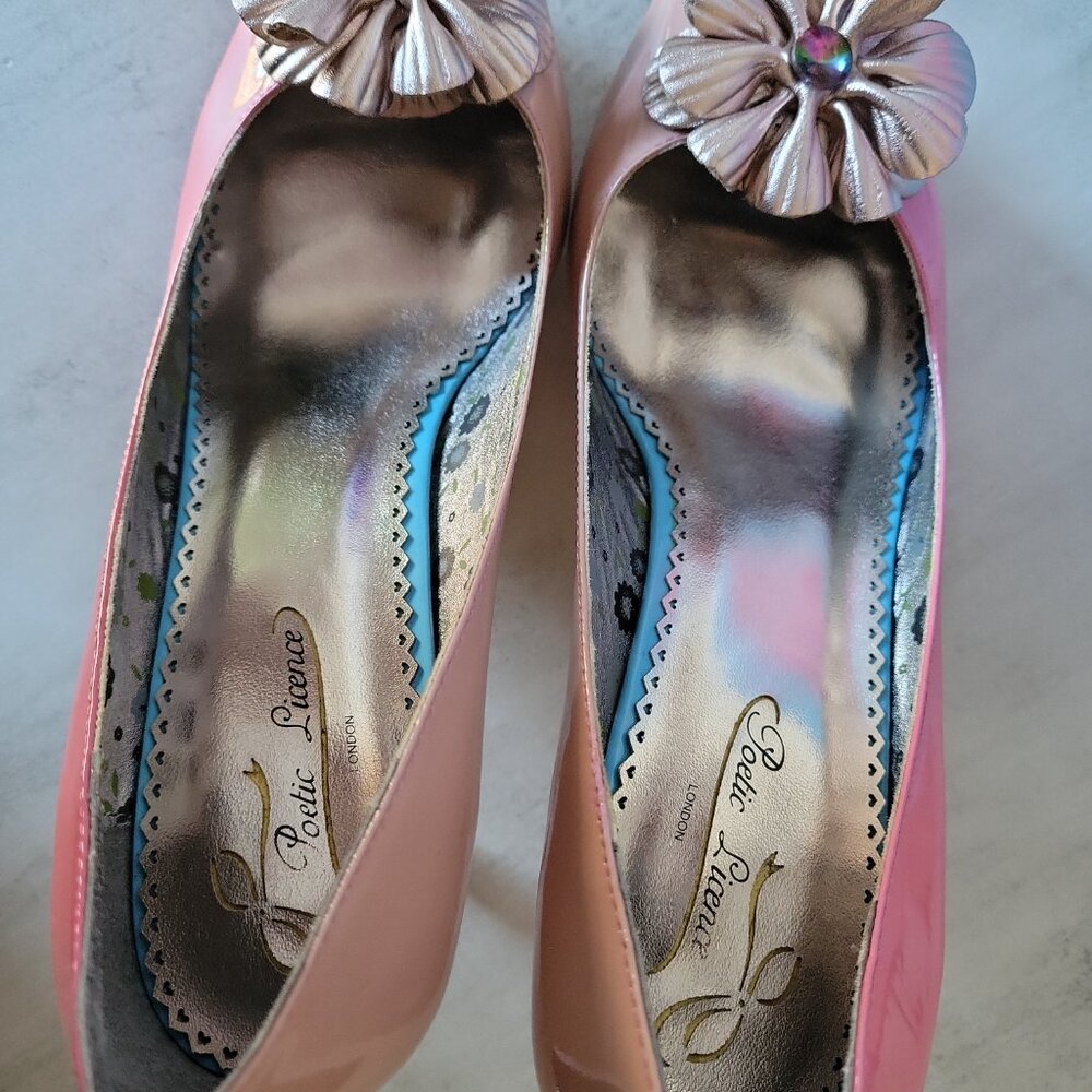 Poetic Licence Women's Summer Bloom Heels Shoes Peach Fuchsia Multi-Color 8.5us - Picture 7 of 16